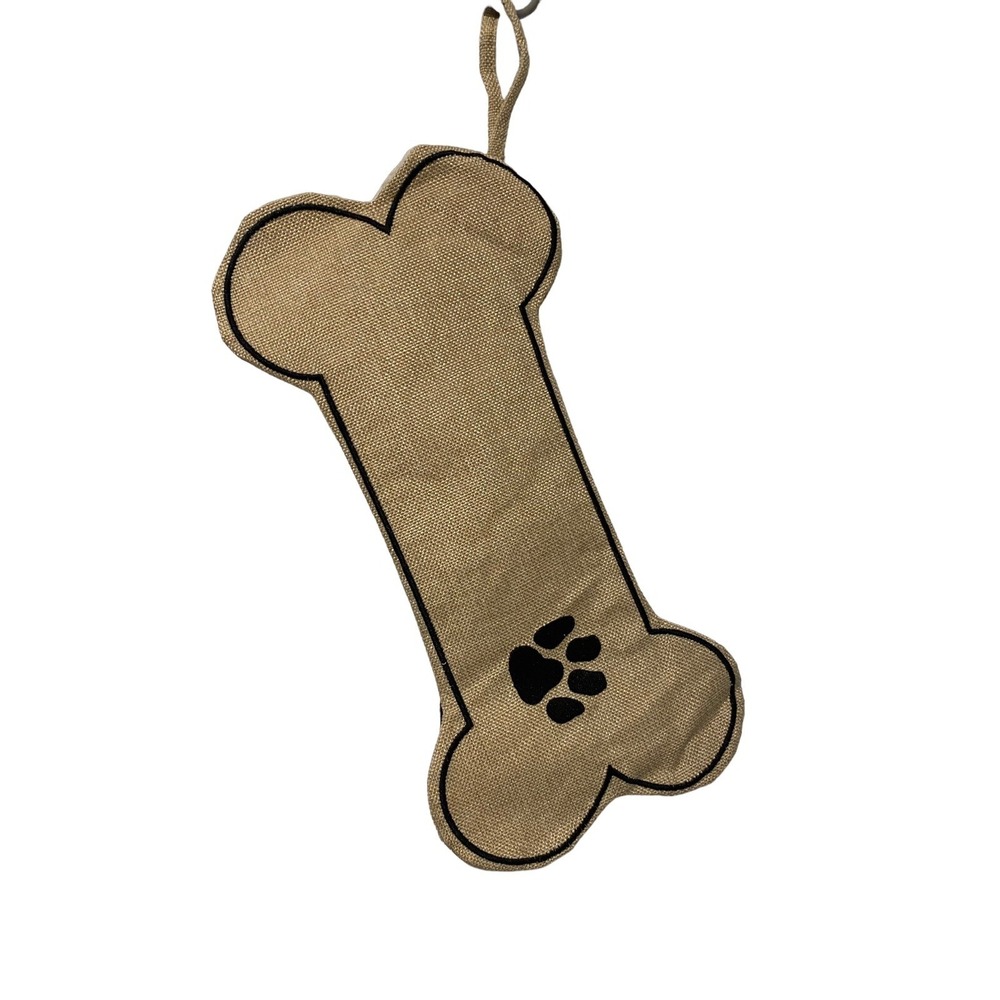 Dog Paw Christmas Stocking Bone Pet Hanging Burlap new 15.5  x 7.5  inches